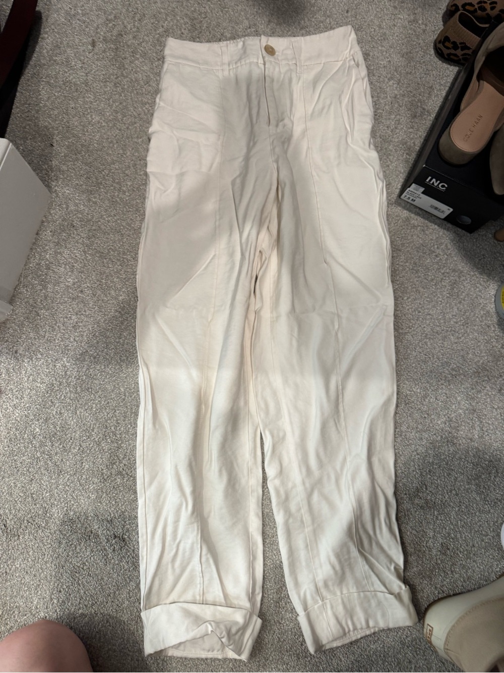 Women’s  Cream Casual Tapered cropped Pants